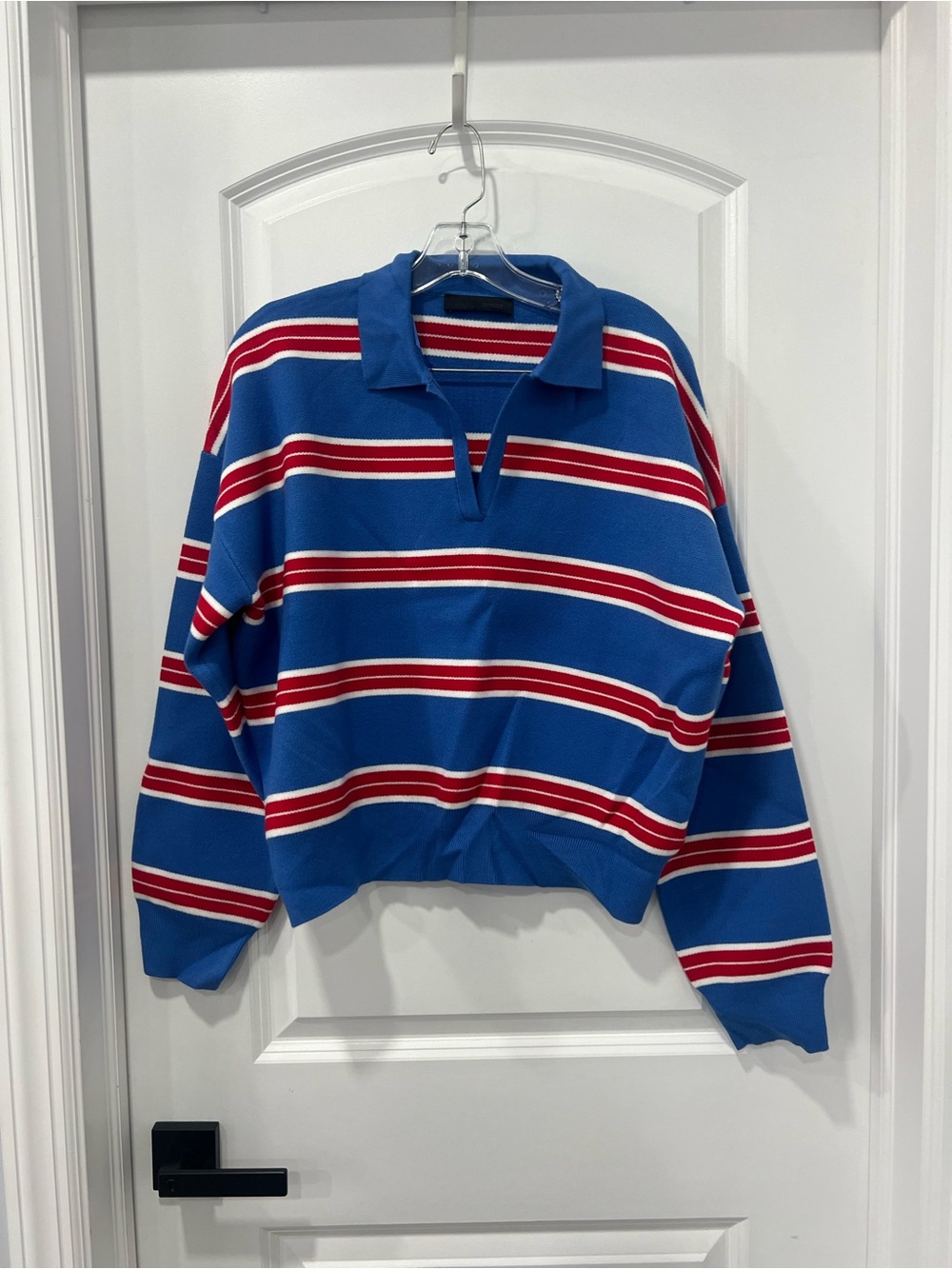 Zara blue striped knit polo sweater